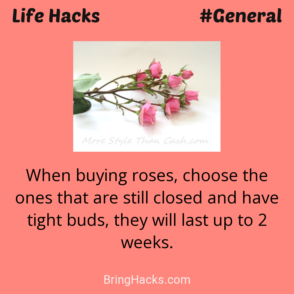 Life Hacks 40 in General - When buying roses, choose the ones that are still closed and have tight buds, they will last up to 2 weeks.