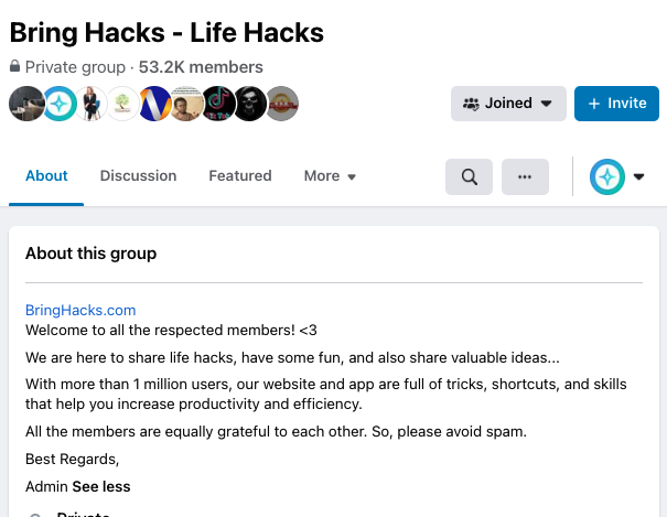 Bring Hacks Facebook Group